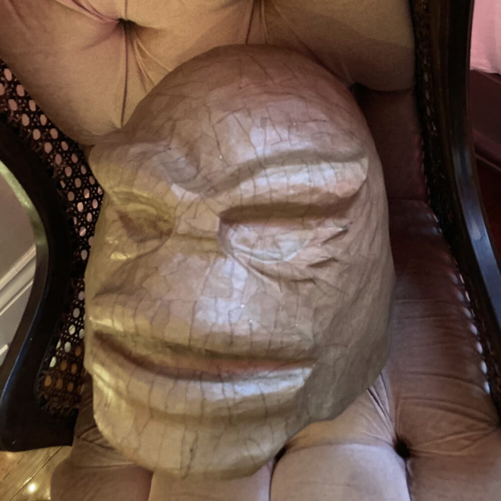 Creature mask WIP - covered in paper mache