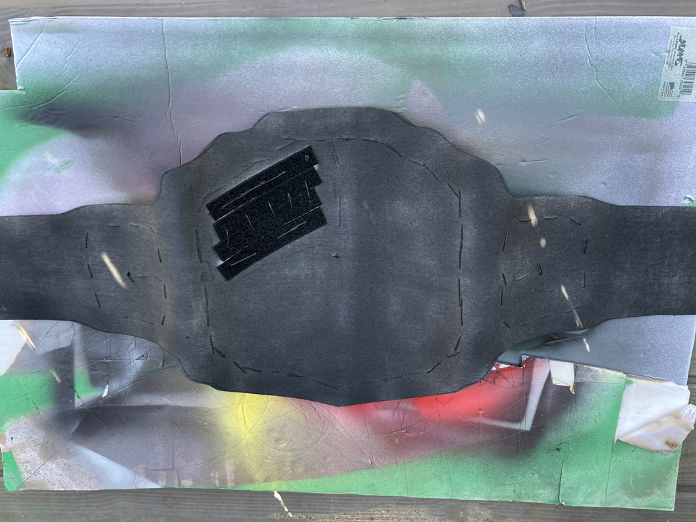 Pro wrestling belt prop - black spray paint on the back