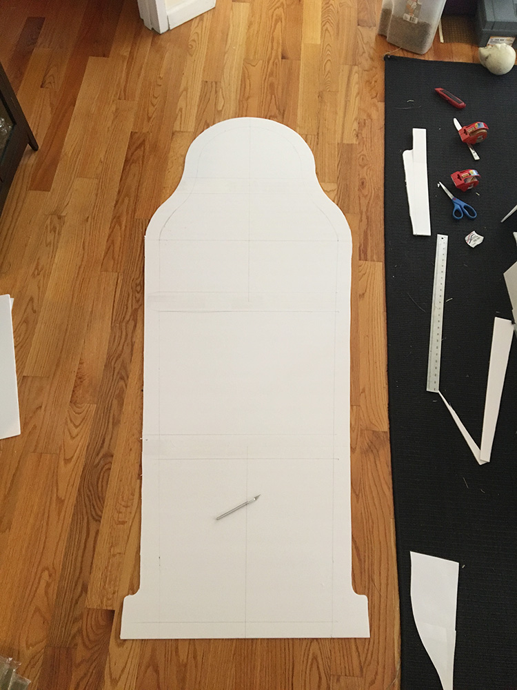 Making an Egyptian sarcophagus - cutting out the back panel