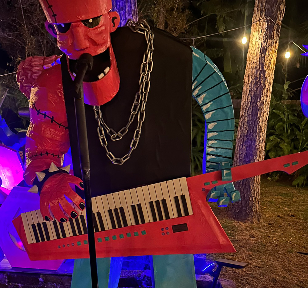 Frankenstein playing the keytar prop; slightly different angle