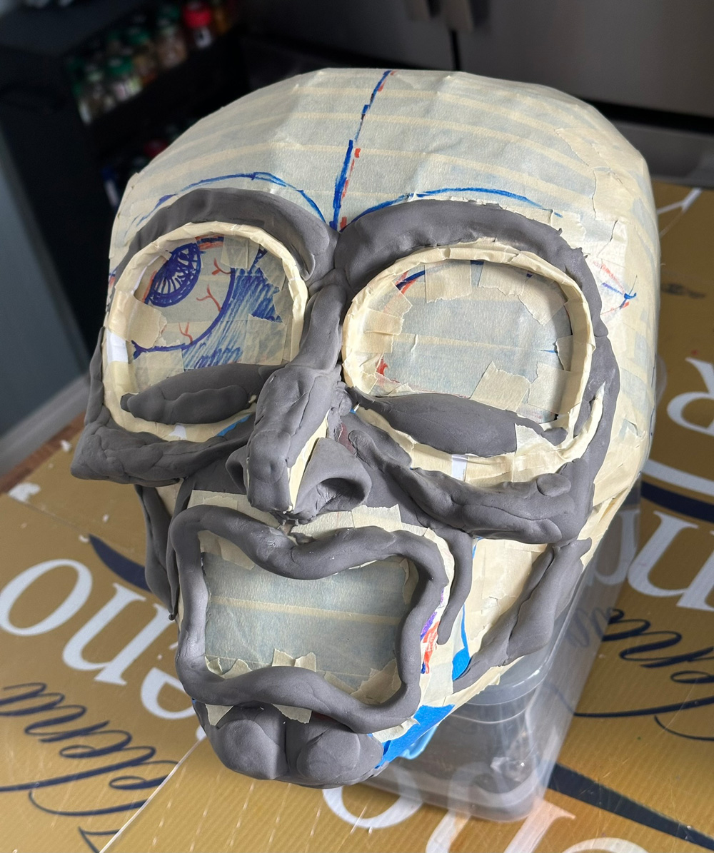 Facial features made from foam clay