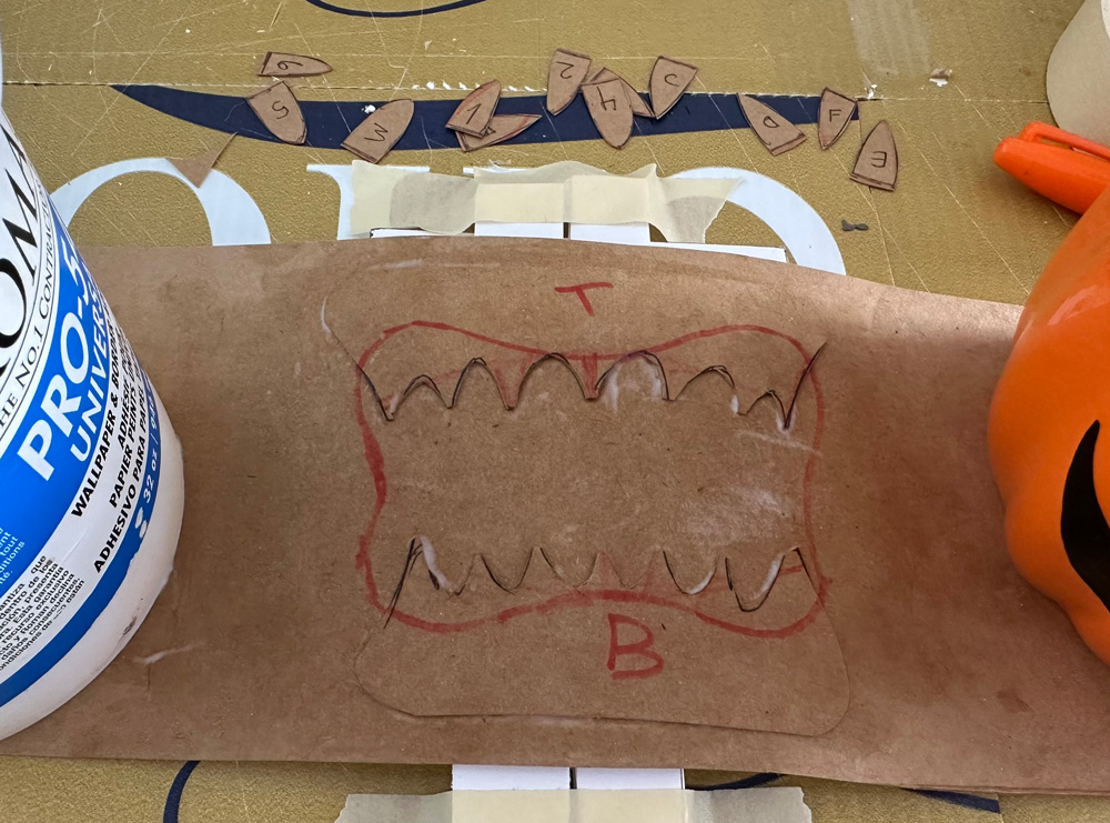 Gluing the gums in place