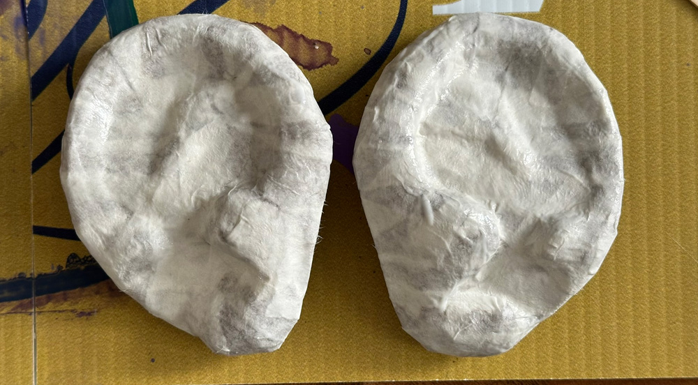 Paper mache on the ears
