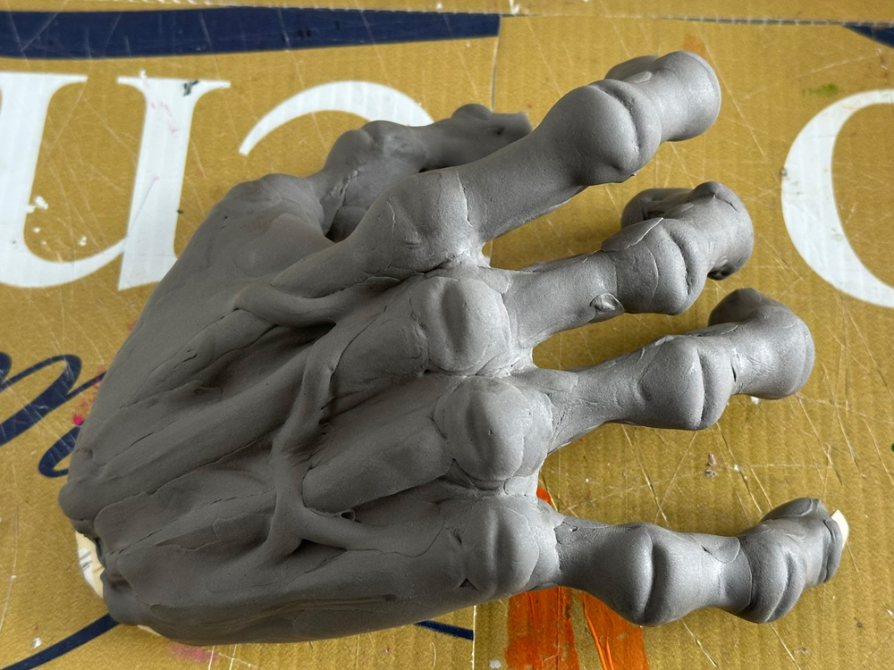 A view of the back of the hand, pre-painting