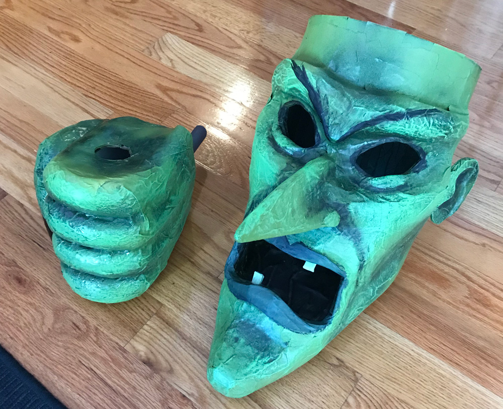 Giant witch statue - painting the face and hands