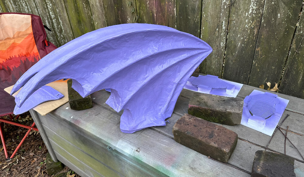 Wings and screen laid after being spray painted purple