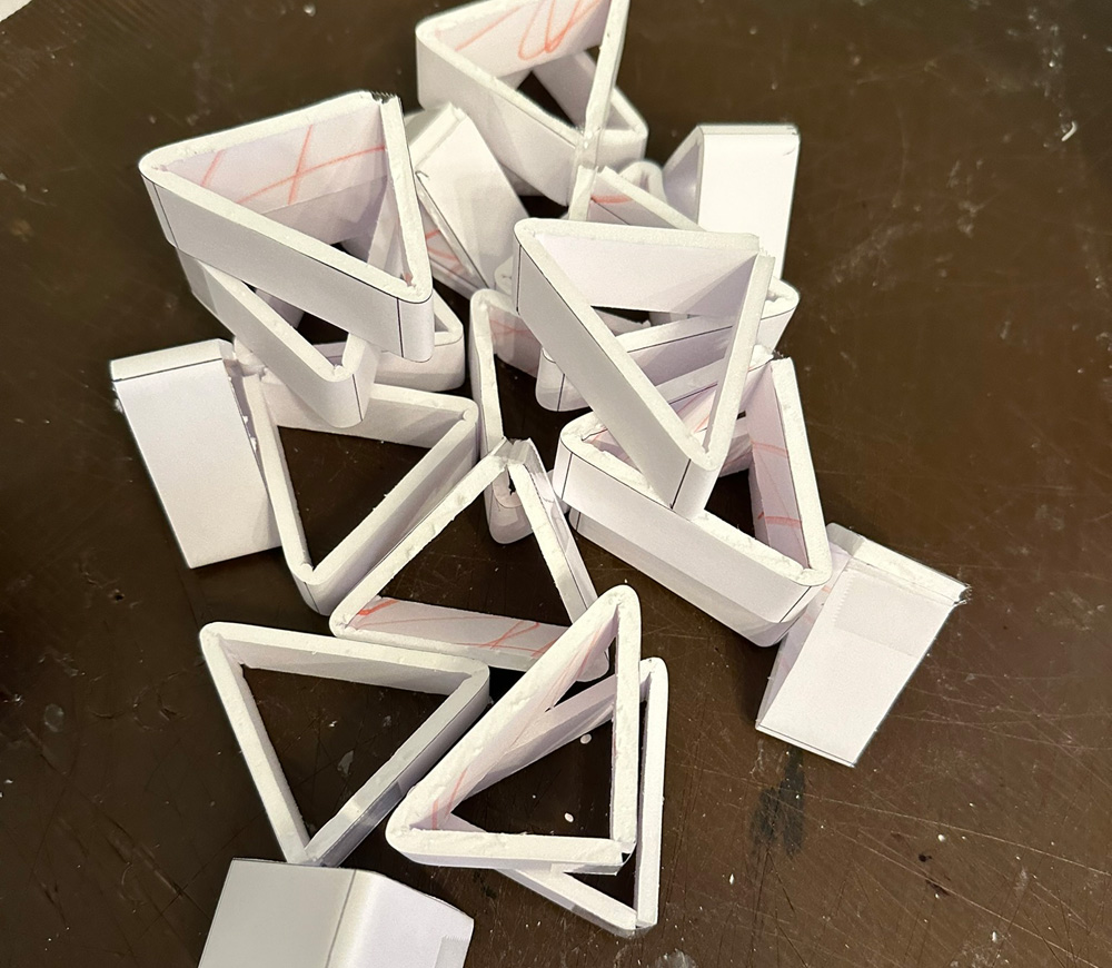 Lots of little foam triangle shapes