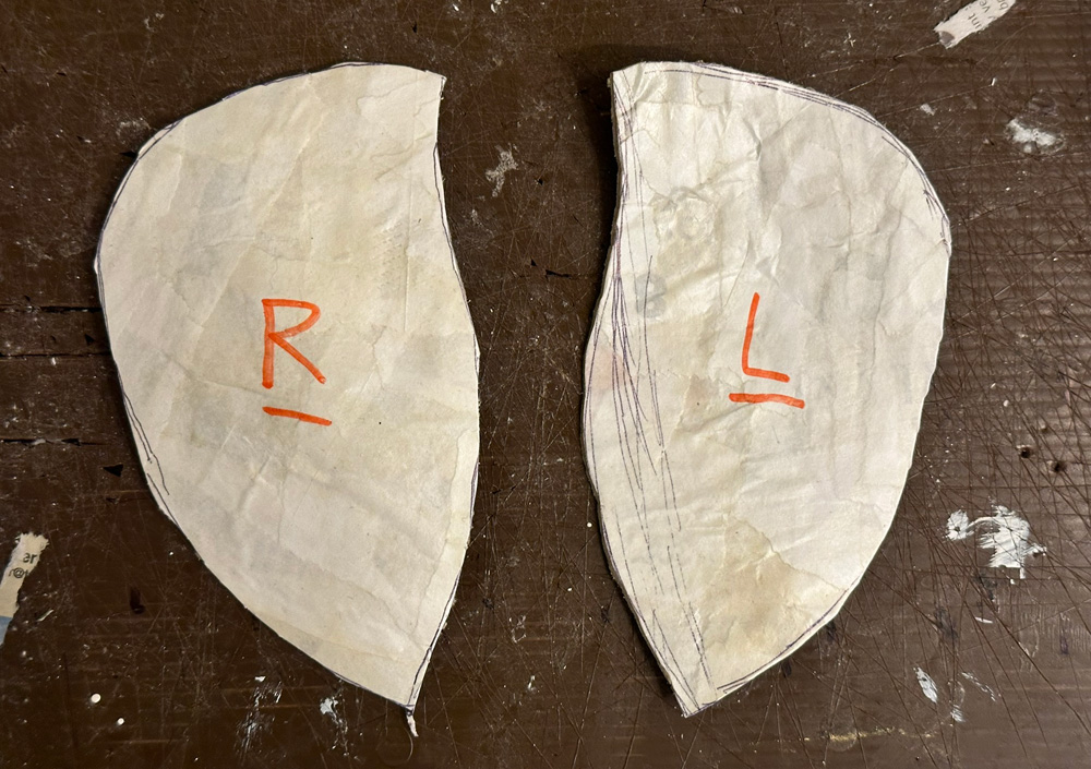 The leftover bits that were cut out from the sides of the head; I've marked them 1 and 2