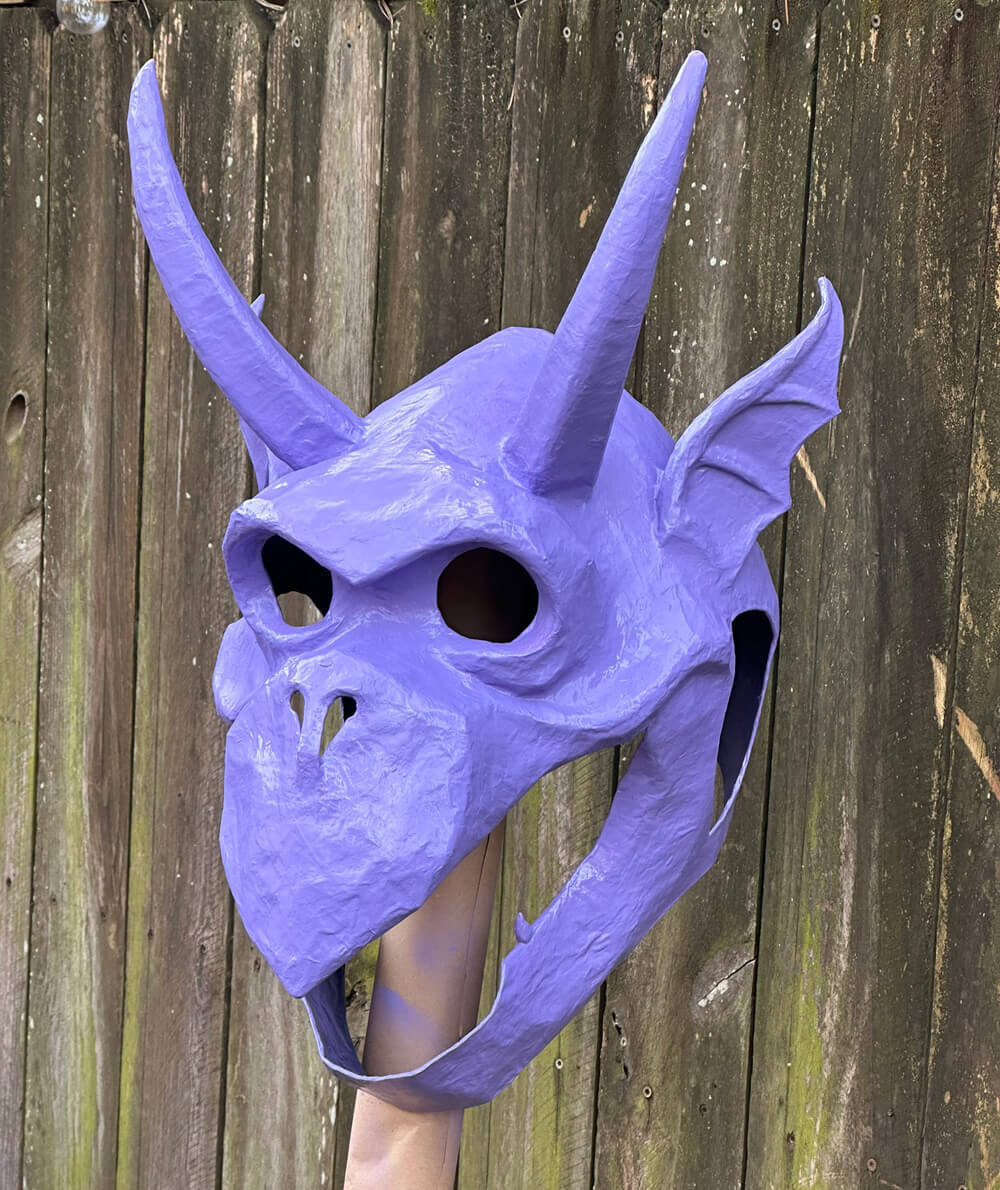 Gargoyle mask spray painted solid purple