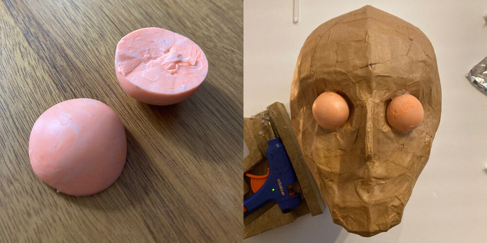 Paper mach&eacute; Nosferatu statue - adding eyes