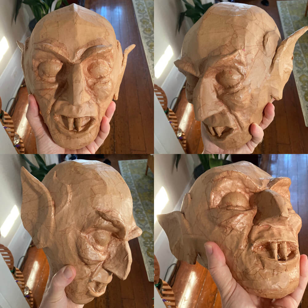 DIY Count Orlok statue - paper mach&eacute; on the finished head