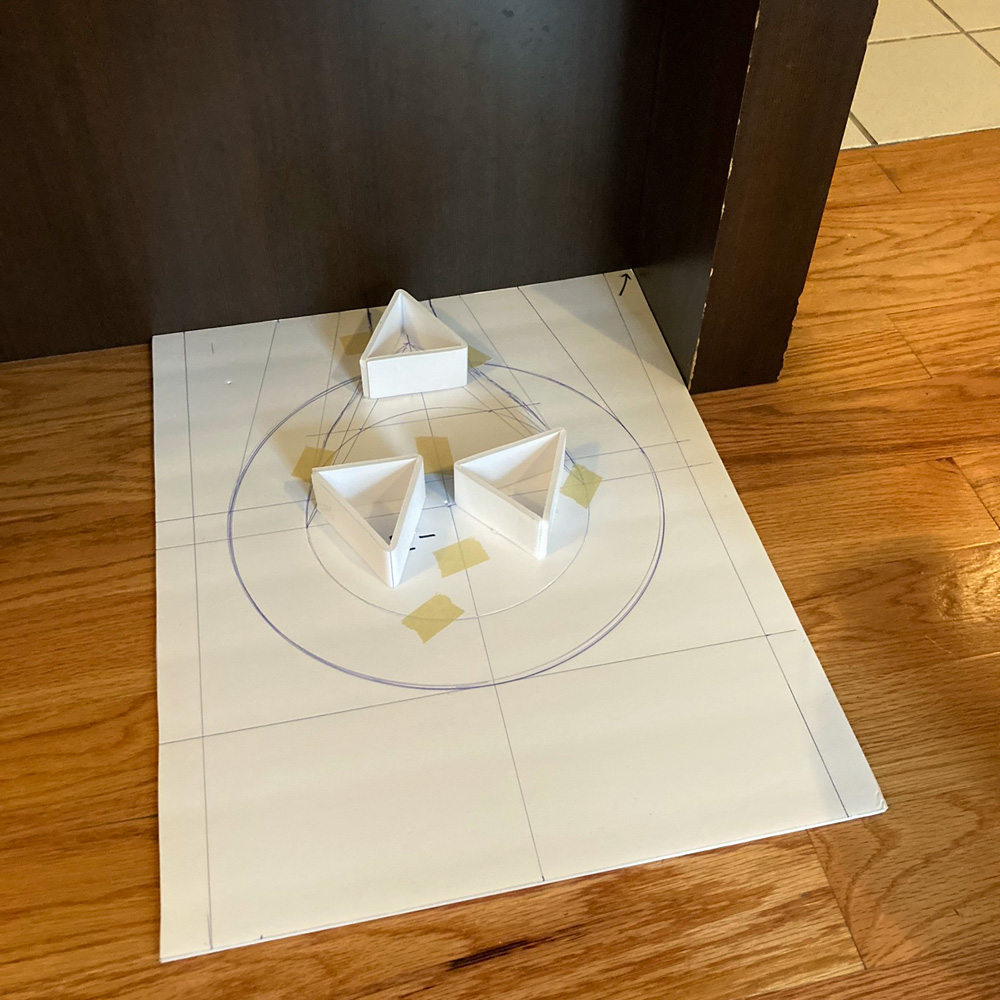 setting triangular supports in place