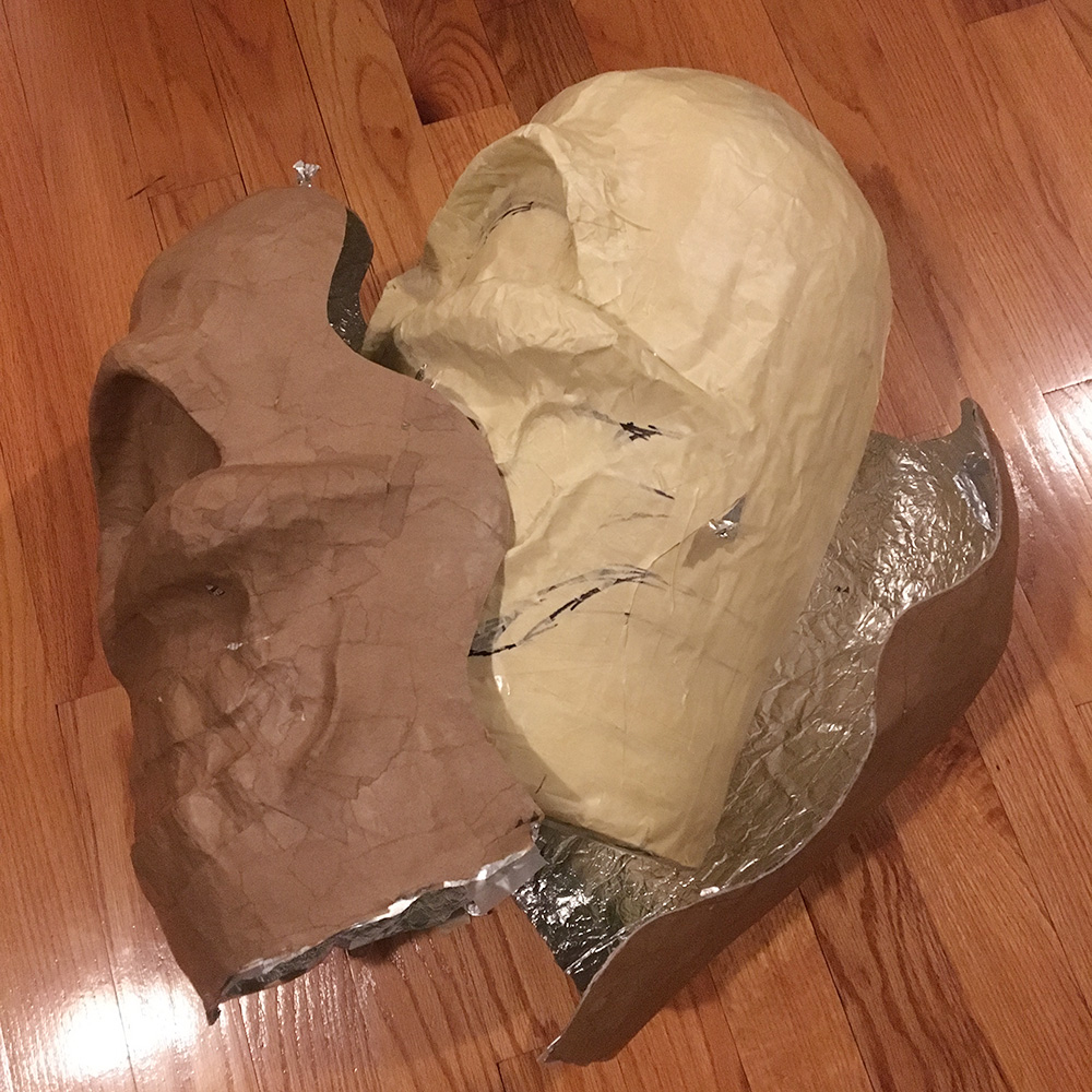 paper mache twin skull masks