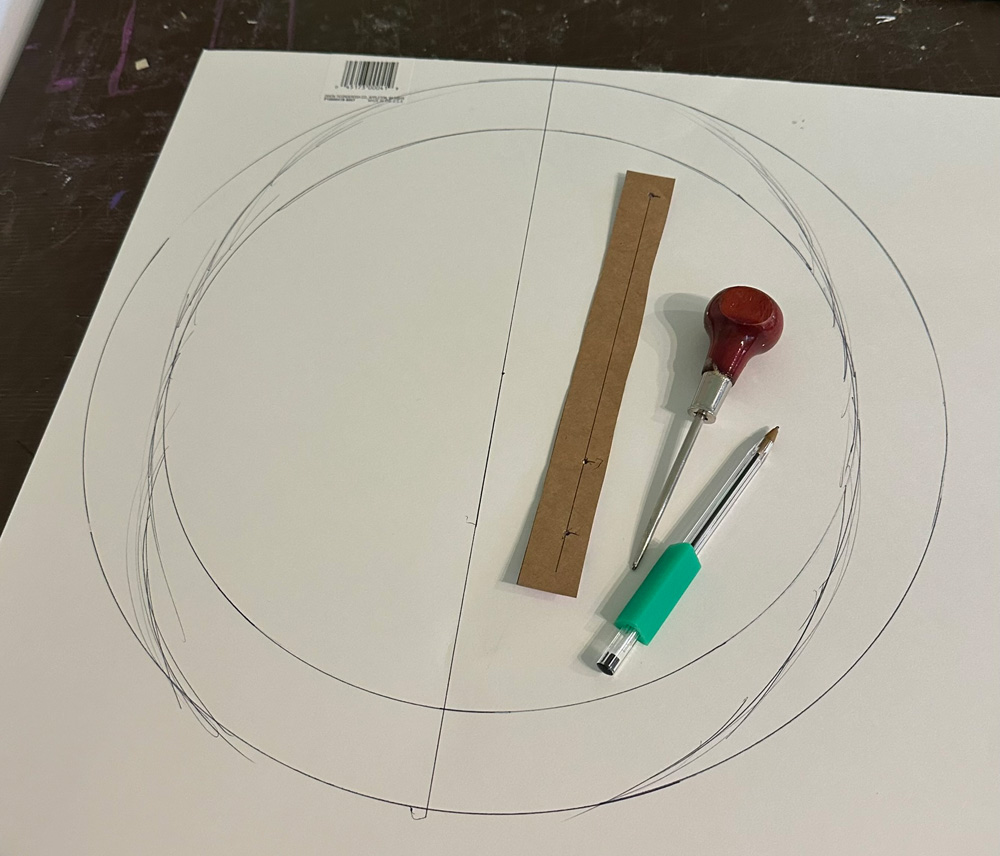 Oval drawn on poster board