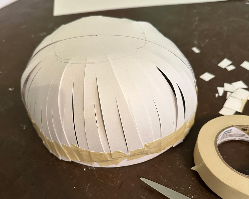 Dome made of poster board strips