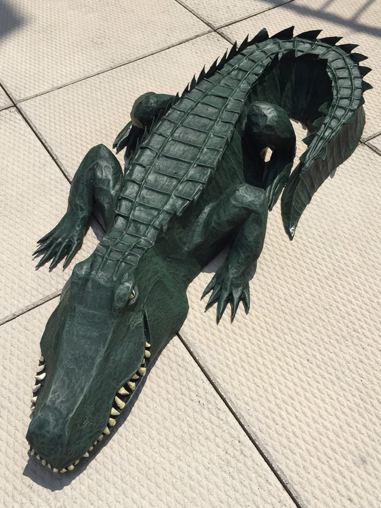 Paper mache alligator painting completed