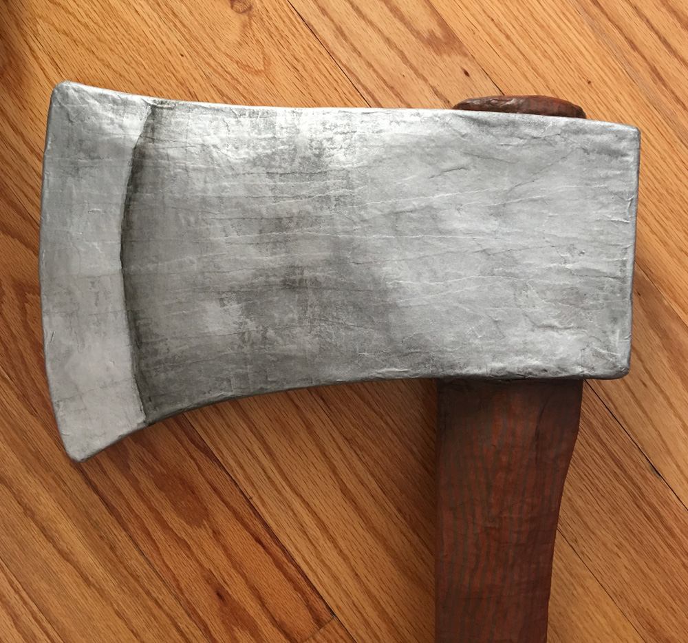 Paper mache axe - paint job on the blade