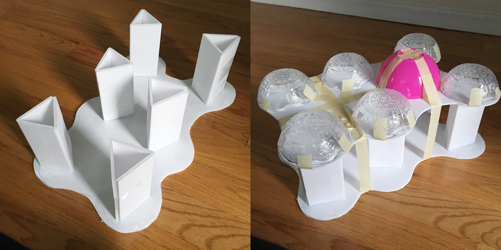 Giant paper mache gummi bears - assembling the base