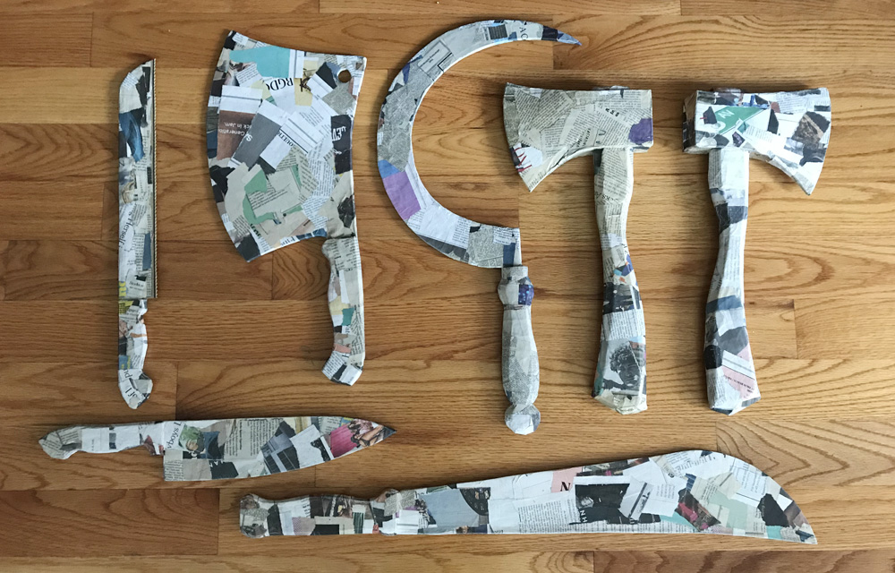 Weapon props - machete, sickle, etc - paper mache