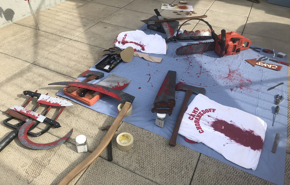 Paper mache meat cleaver, knives, etc