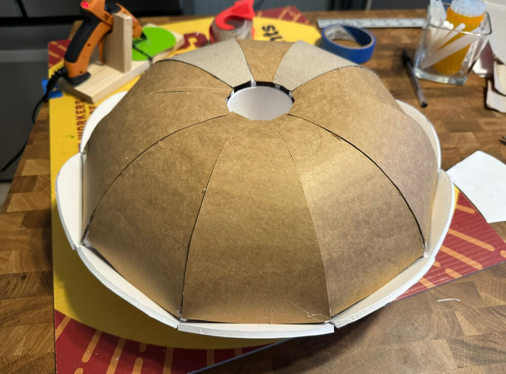Right side up now, showing the outer edges in place.