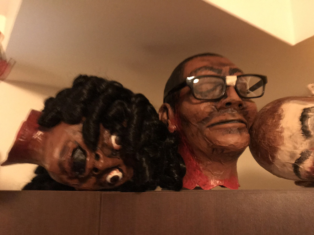 paper mache heads -- finished and on display!