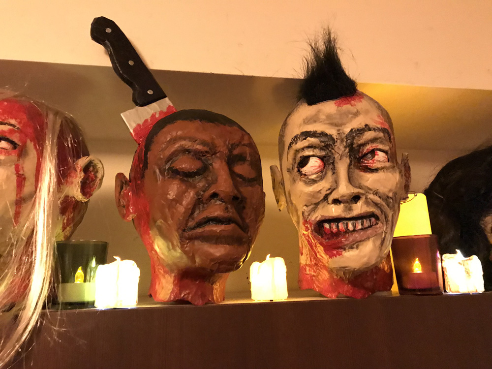 paper mache heads -- finished and on display!