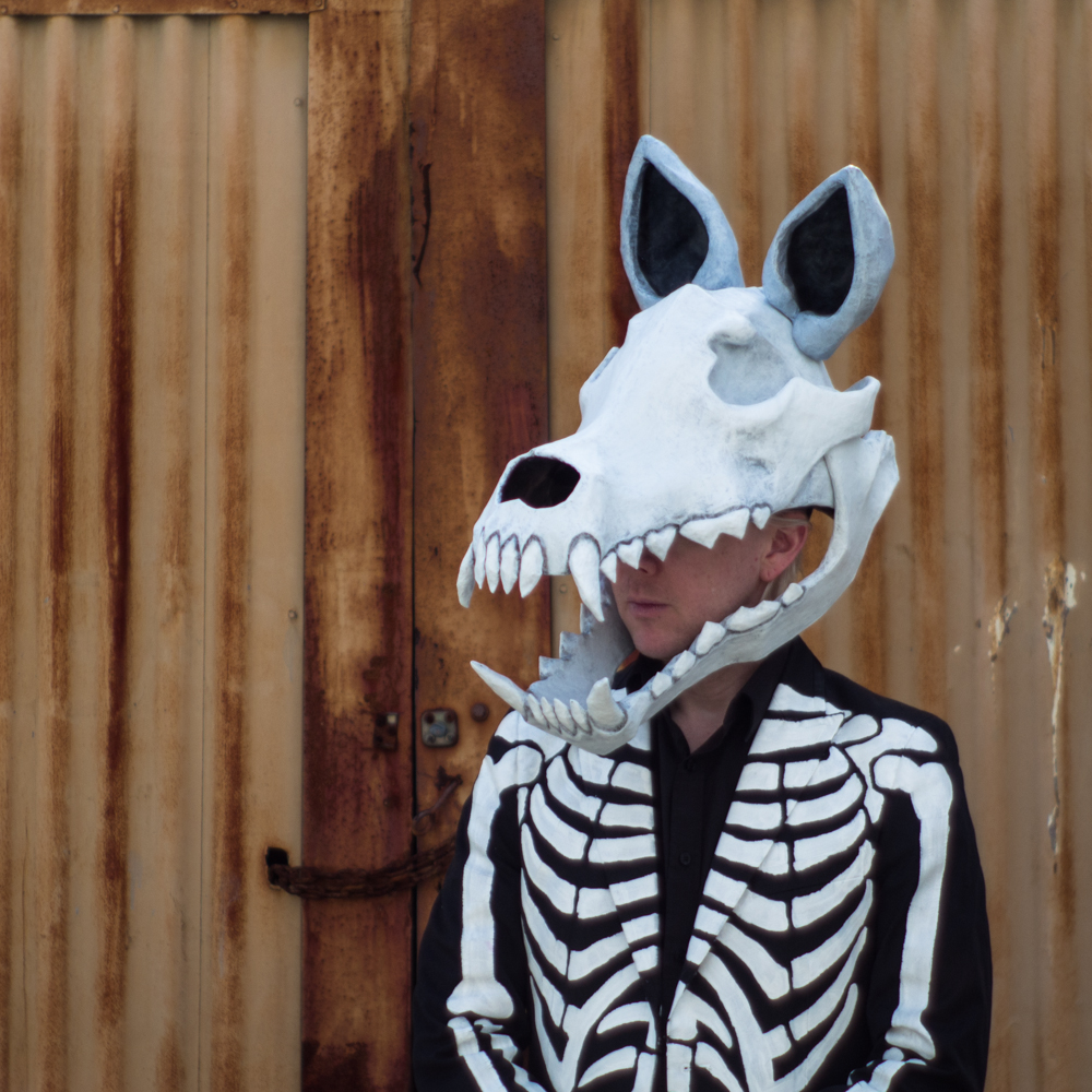 Paper mache big bad wolf skull mask