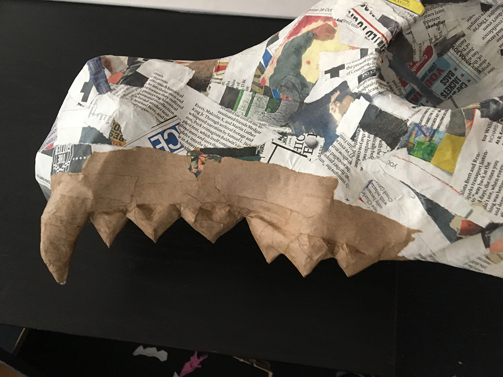 Wolf skull mask - adding the teeth to the skull