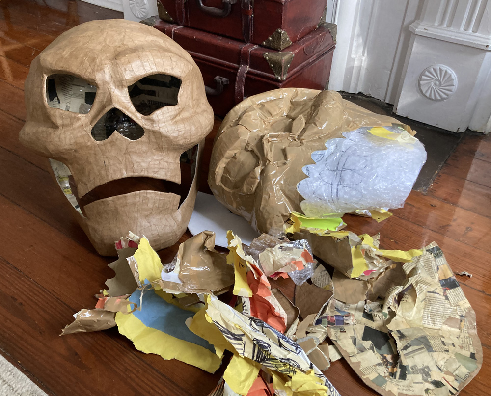 Pro wrestler skeleton costume - removing the base materials