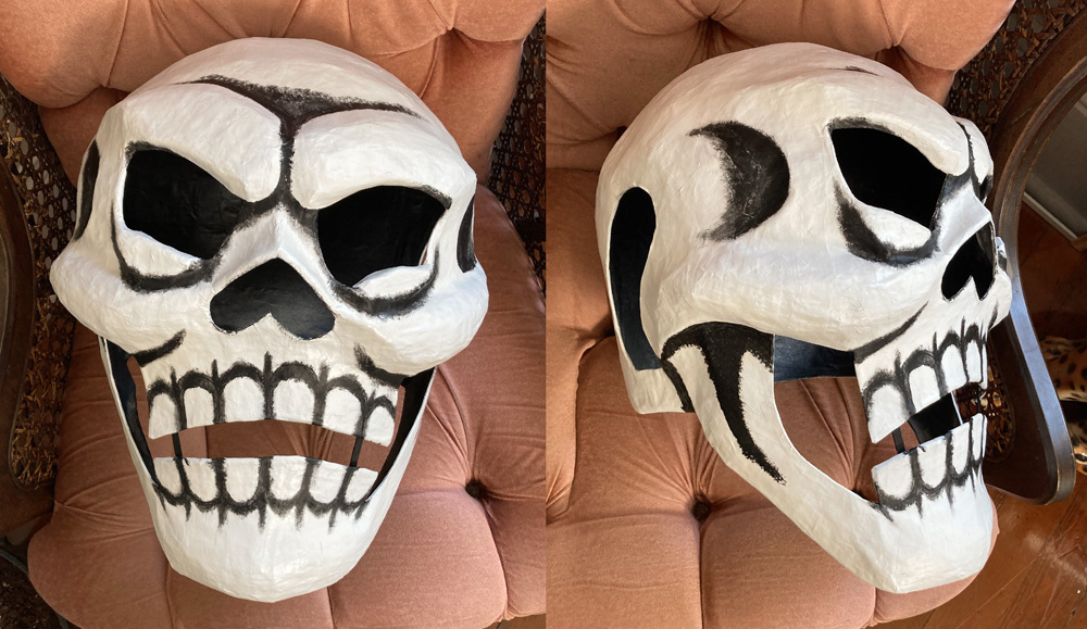 Pro wrestler skeleton costume - black acrylic paint for shadows