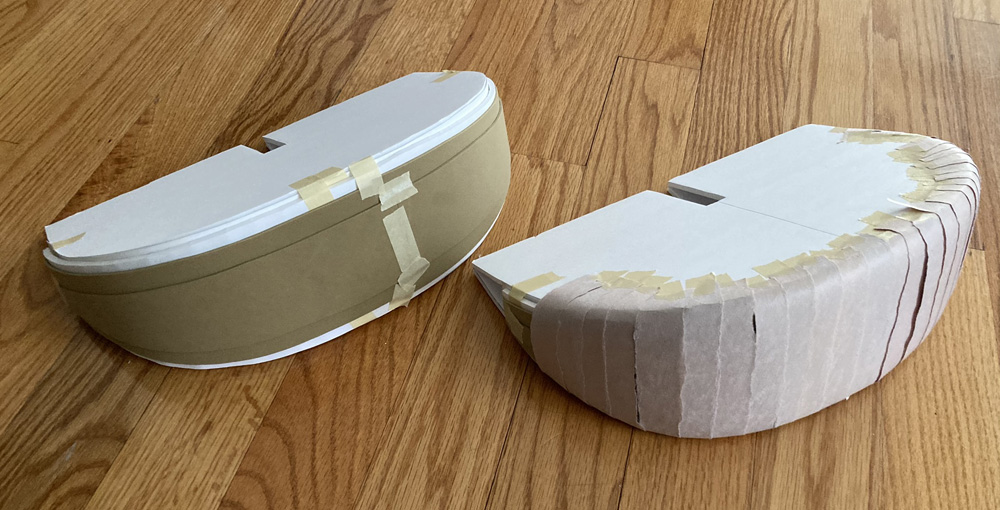 rounding out the wedges with foam board, craft foam, and paper