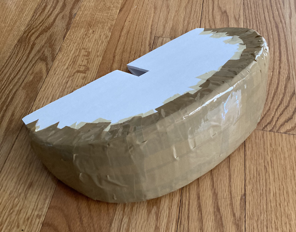 Pumpkin Night mask - covering the wedges with shipping tape