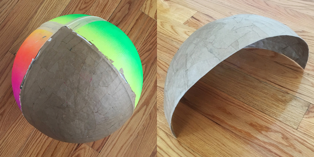 Foam gears - paper mache on the inflatable ball