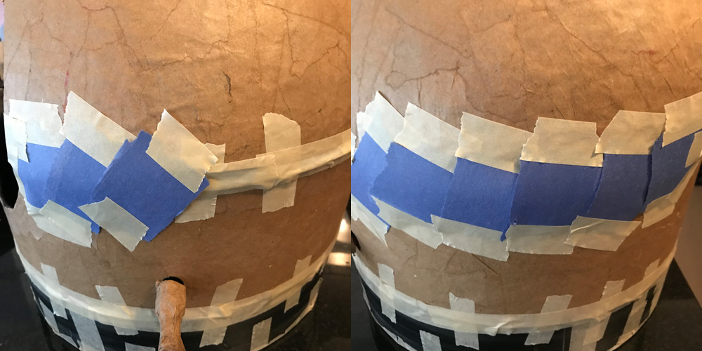Concealing the seam with paper and tape