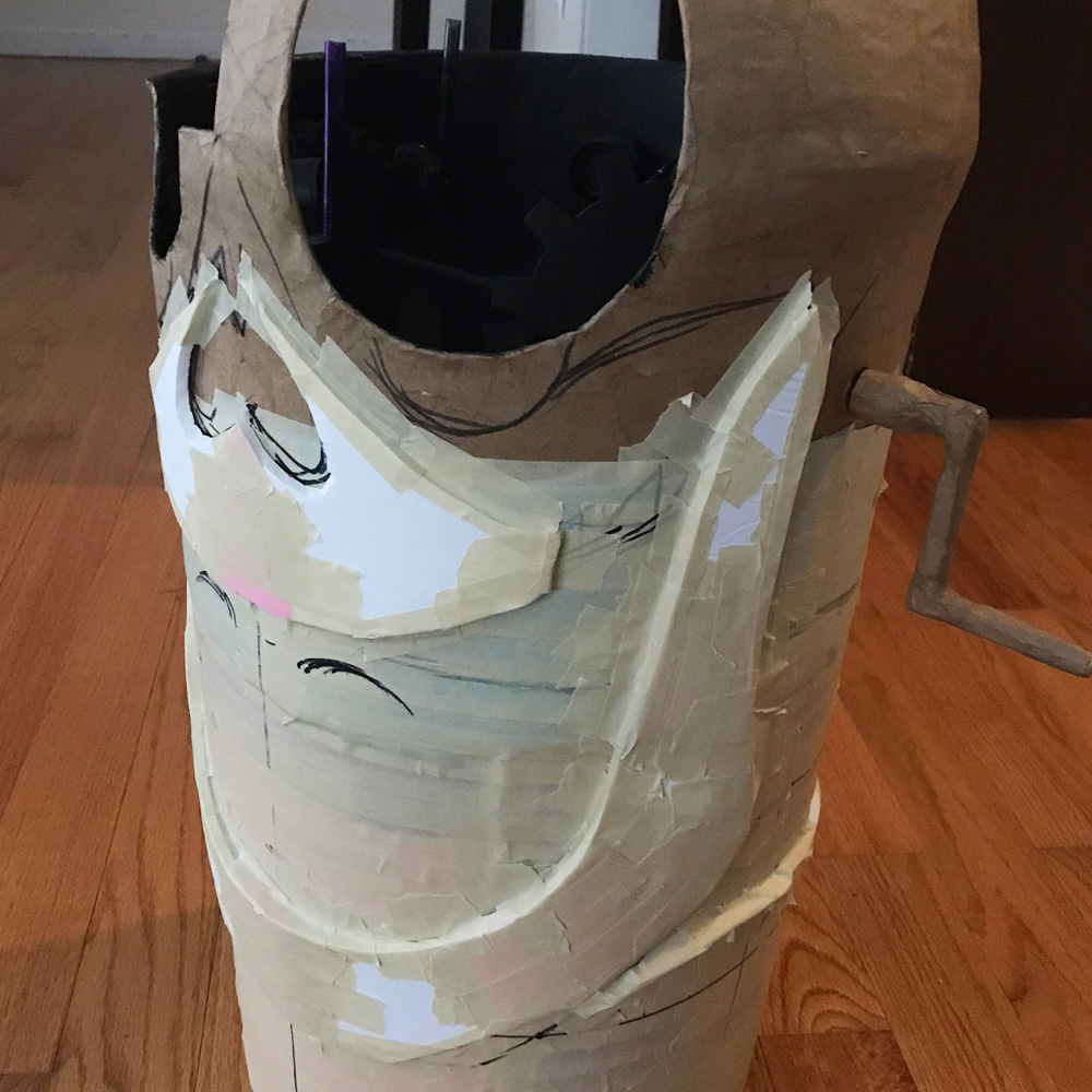 Clockwork skull mask - building the face with foam board