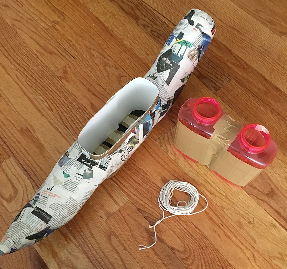 Papier mache dragon - building the middle column