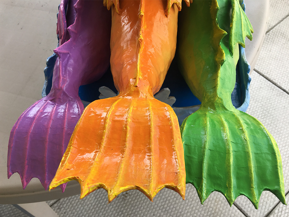 Three headed dragon sculpture