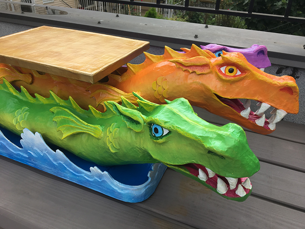 Finished paper mache sea serpent