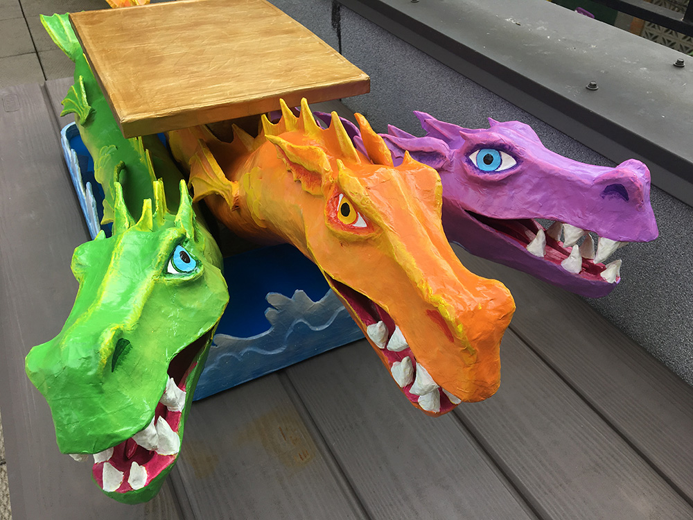 Commissioned paper mache dragon sculpture