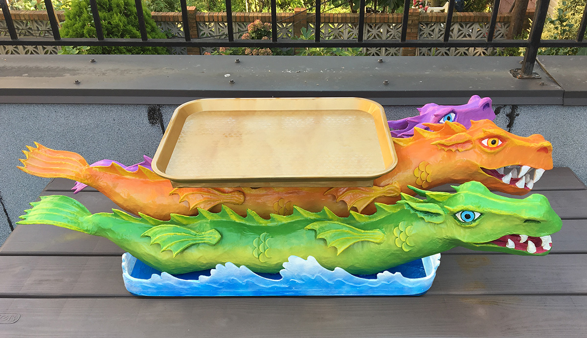 Isabella three-headed sea serpent sculpture