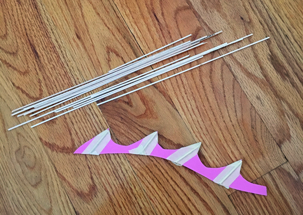 Paper mache three-headed dragon - dorsal fins