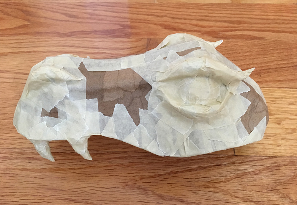 Papier mache dragon - close up of face
