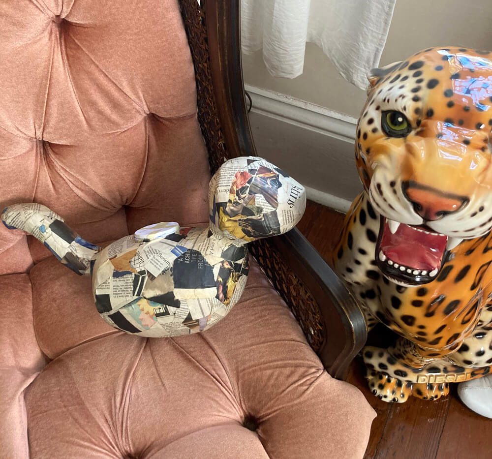 Tiger pinata sculpture - paper mache!