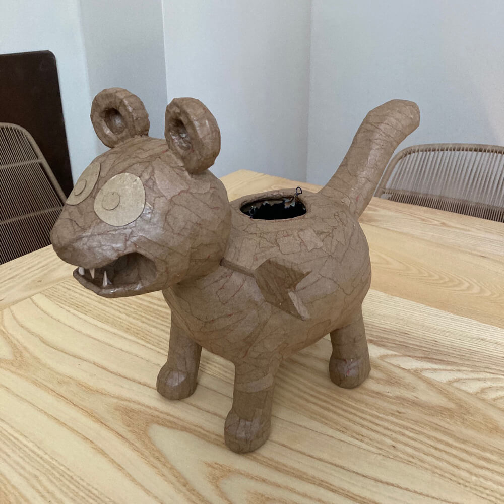 Tiger pinata sculpture - paper mache done