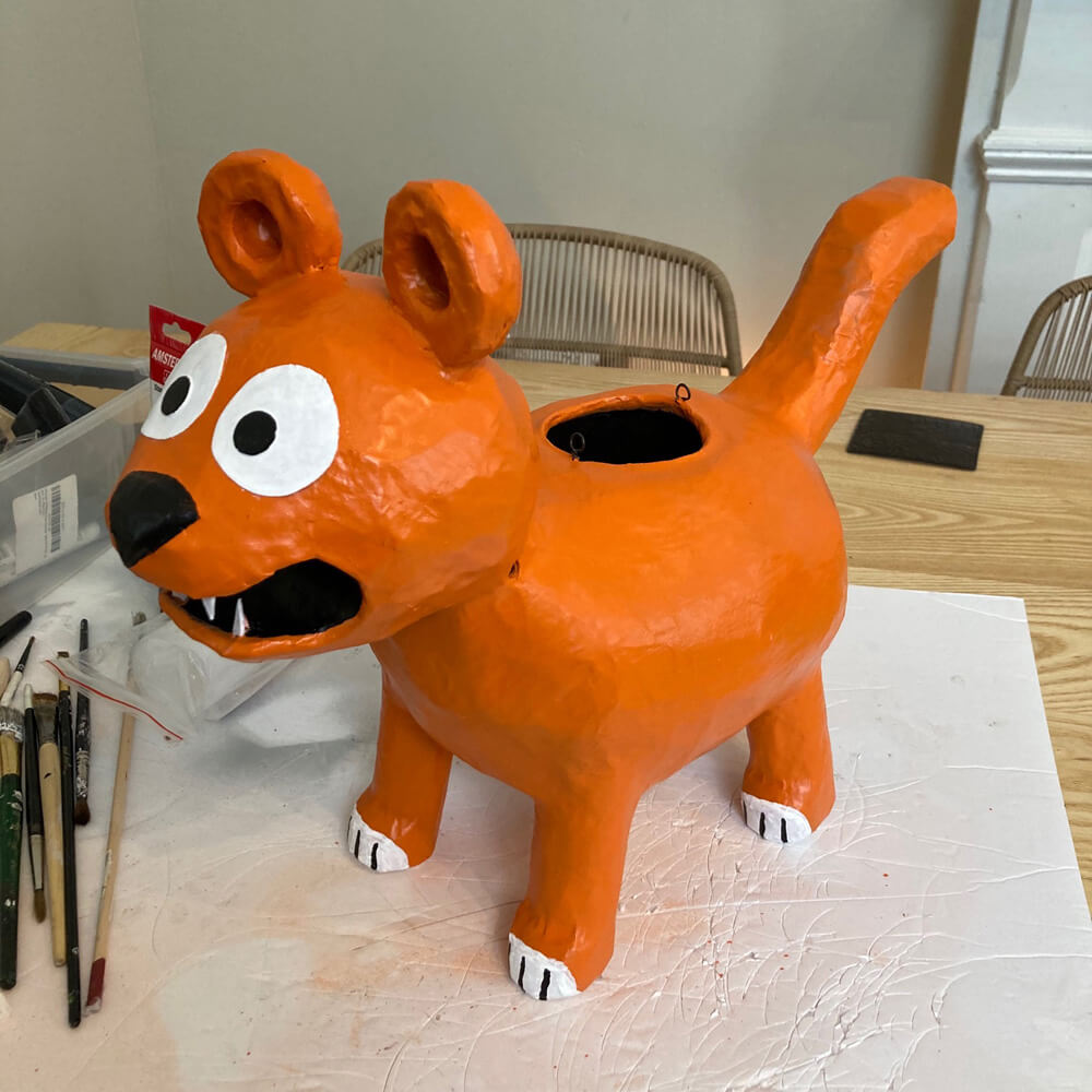 Tiger pinata sculpture - painting!
