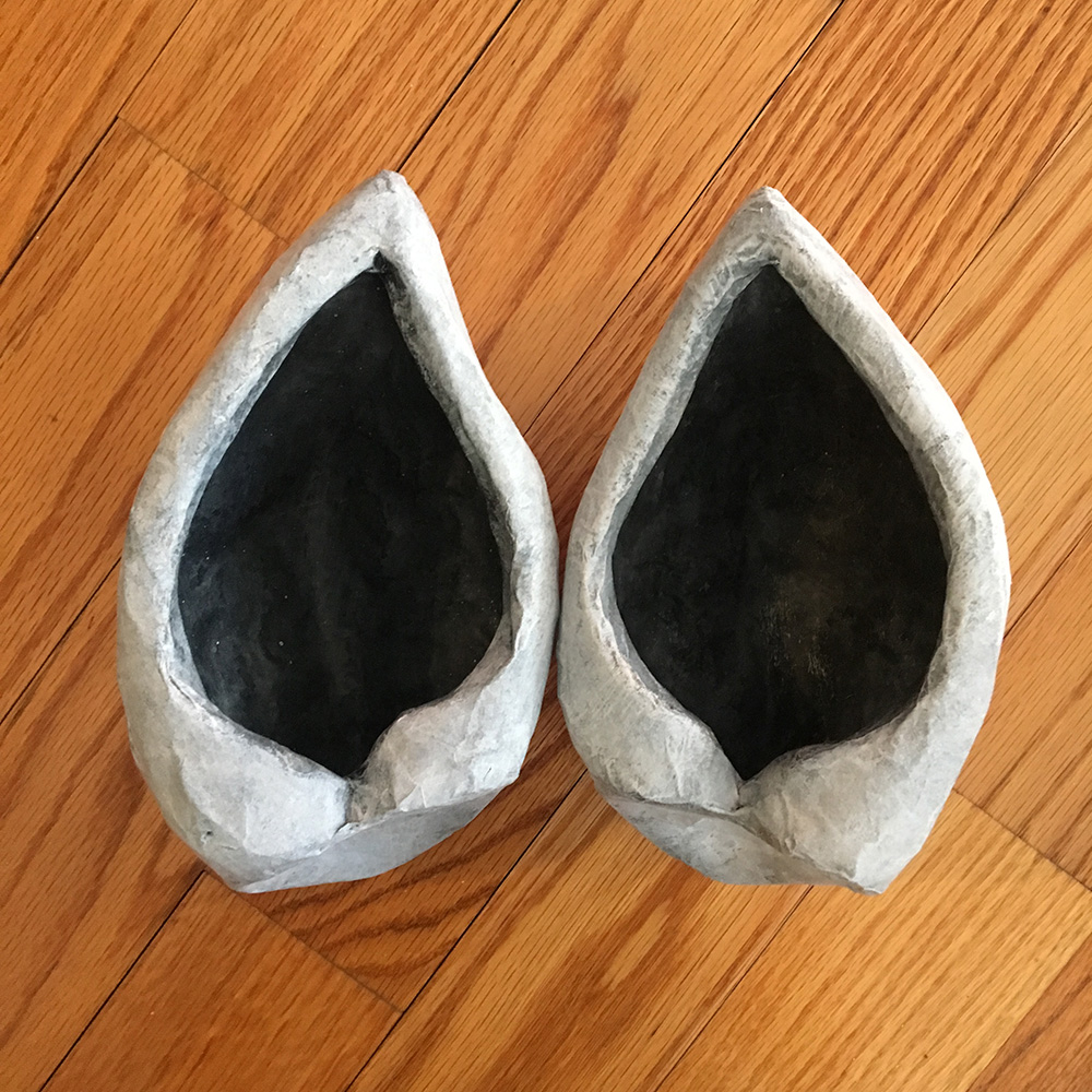 The finished ears for my Wolf skull mask