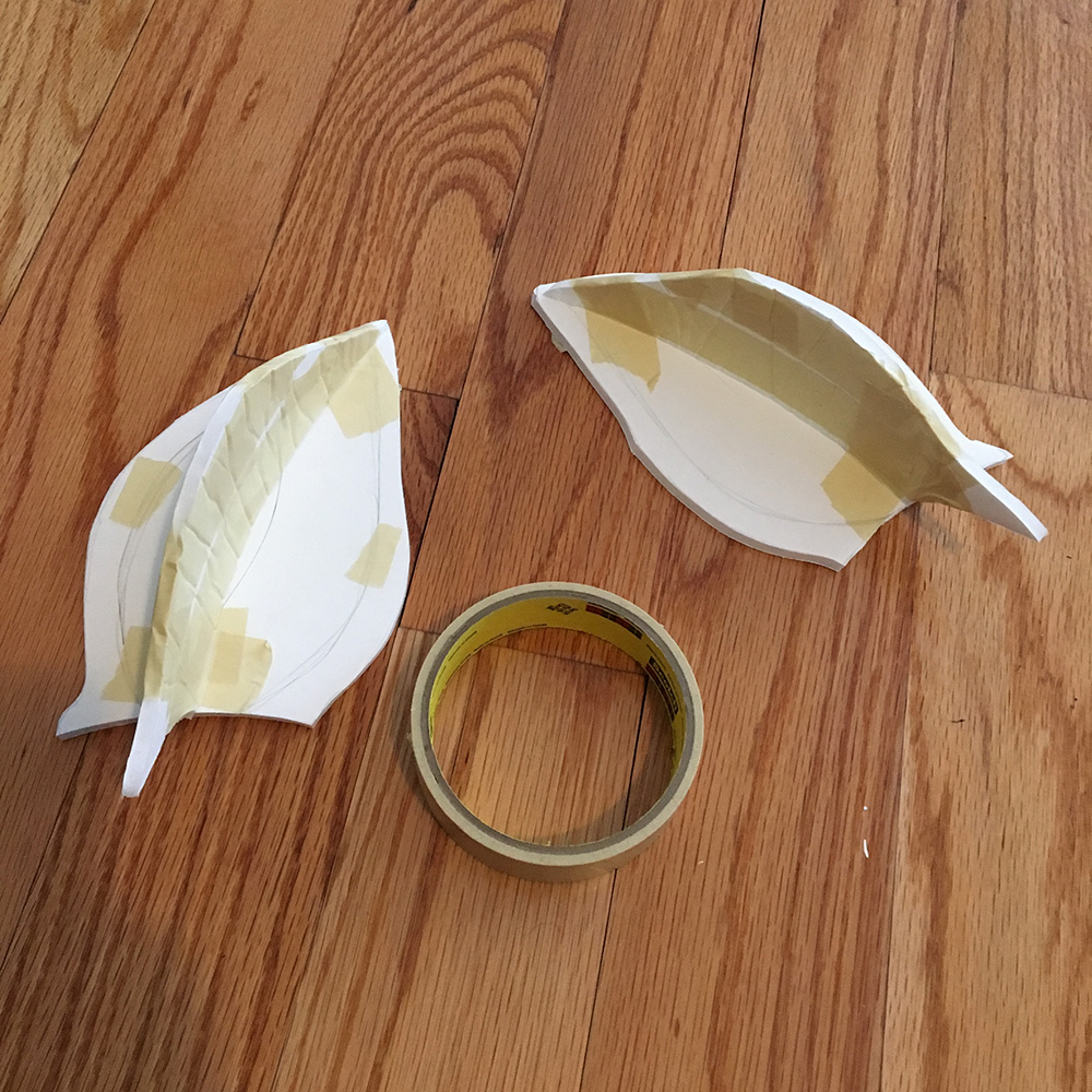 Wolf skull mask - taping the ears together